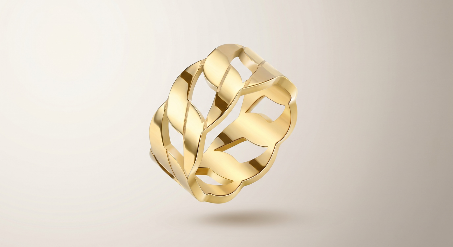 Anillo Dorado Aurea — Acero Inoxidable Premium