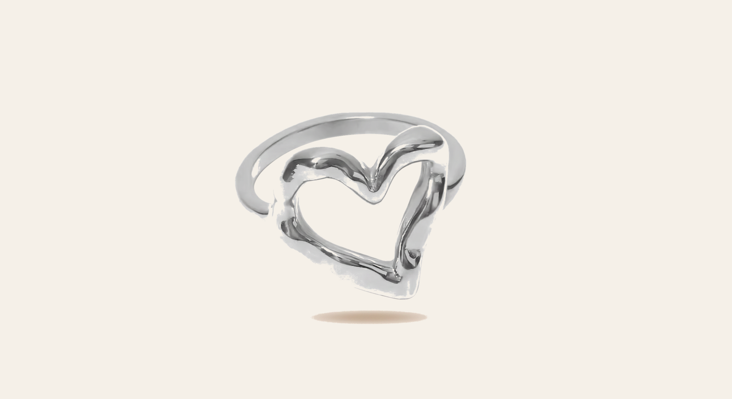 Anillo Corazón Dorado Aurea — Acero Inoxidable