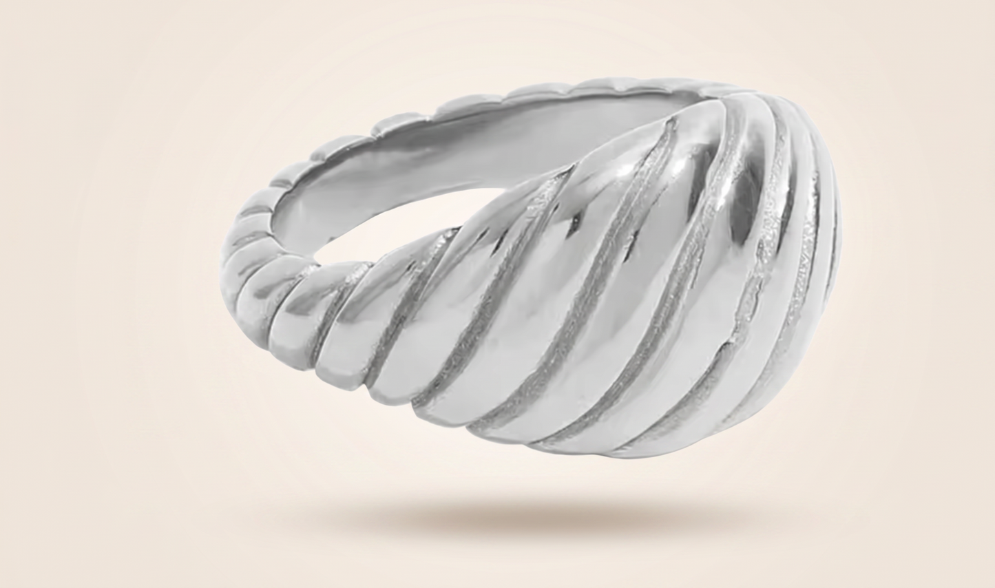Anillo Dome Dorado Aurea — Acero Inoxidable