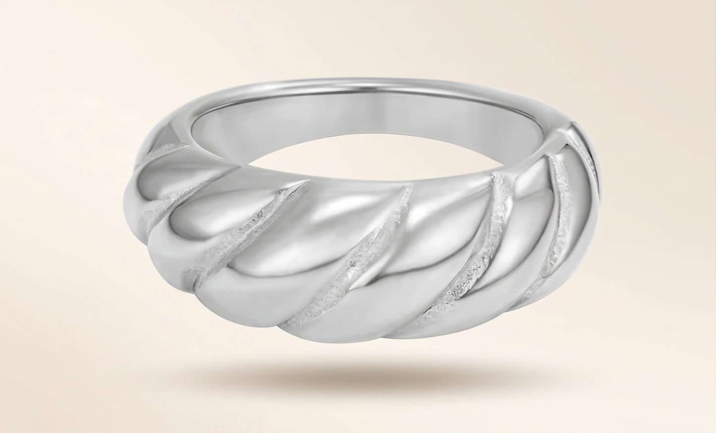 Anillo Croissant Dorado Aurea — Acero Inoxidable